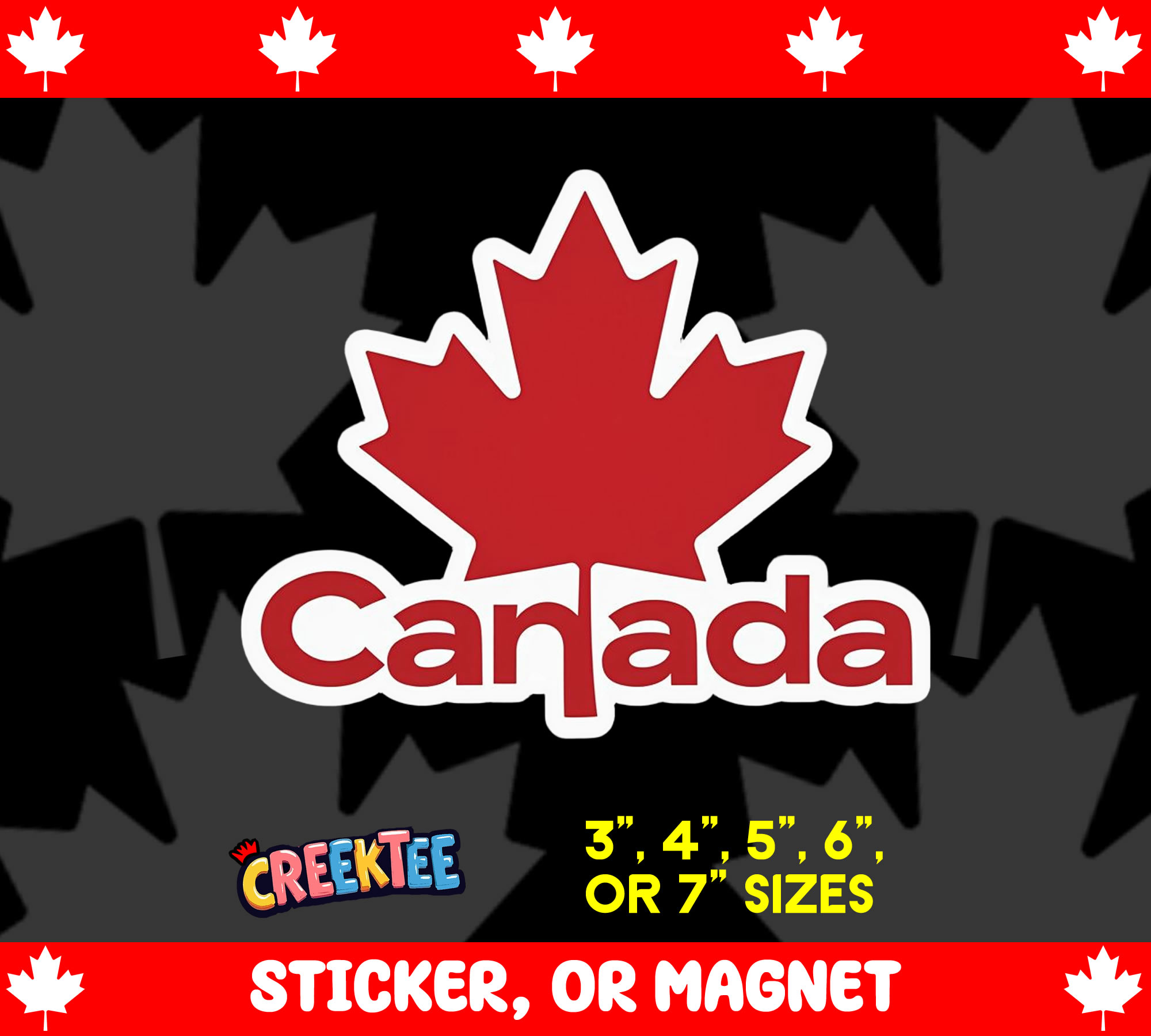 Canada Maple Leaf Die Cut Vinyl Sticker  Window Cling or Magnet with Laminate Coating in Various Sizes - Custom Bumper Sticker, Vinyl Sticker, or Magnet
