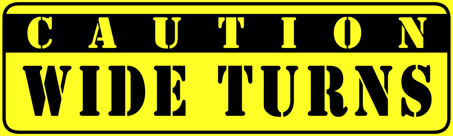 Caution Wide Turns Bumper Sticker, Magnet or Window Cling - Custom Bumper Sticker, Vinyl Sticker, or Magnet