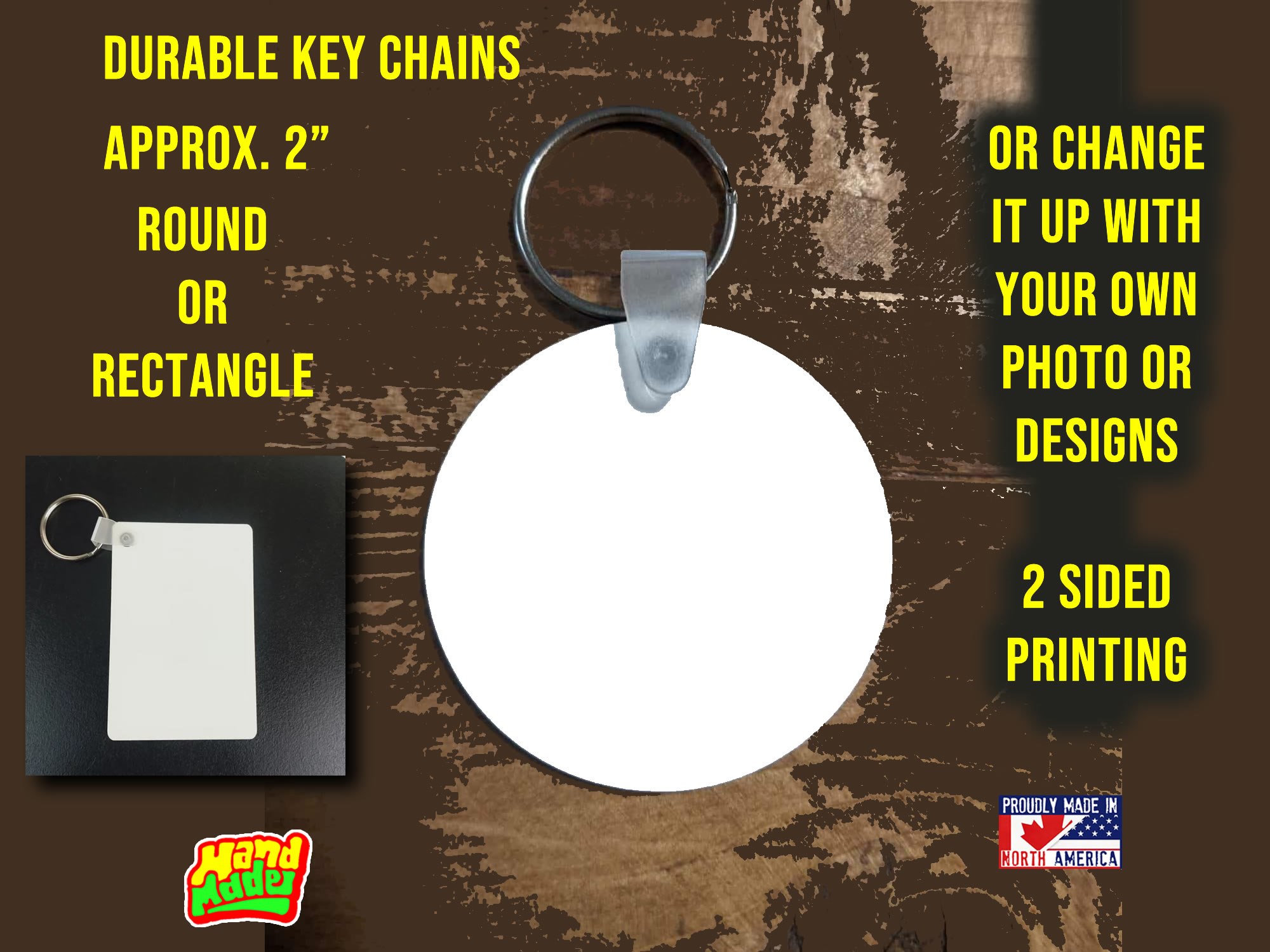 Custom Printed Key Chains, Single or Dual Sided With Matching or Different Images / Text - Custom Bumper Sticker, Vinyl Sticker, or Magnet