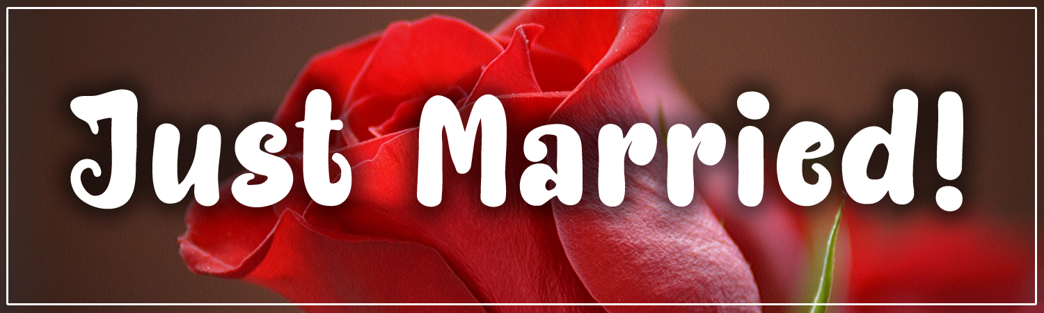 Just Married Vinyl Sticker, Window Cling or Magnet in UV Laminate Coating - Custom Bumper Sticker, Vinyl Sticker, or Magnet