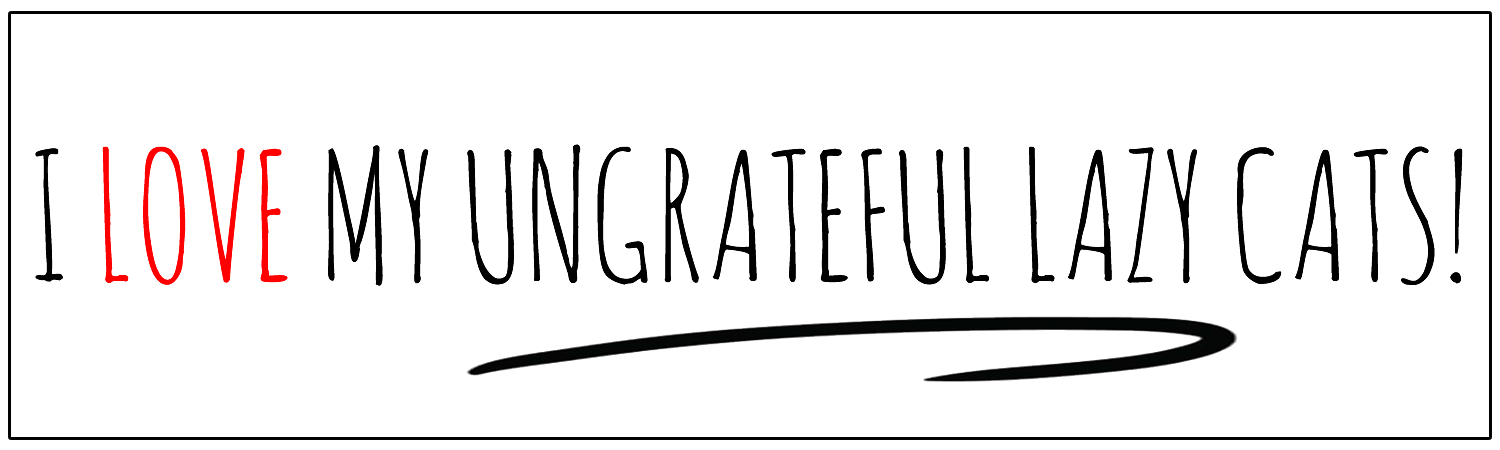 I Love My Ungrateful Lazy Cats Vinyl Sticker, Window Cling or Magnet in UV Laminate Coating - Custom Bumper Sticker, Vinyl Sticker, or Magnet