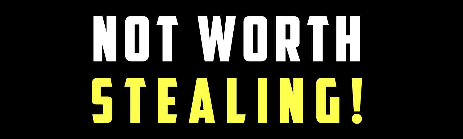 Not Worth Stealing Vinyl Sticker, Window Cling or Magnet in UV Laminate Coating - Custom Bumper Sticker, Vinyl Sticker, or Magnet