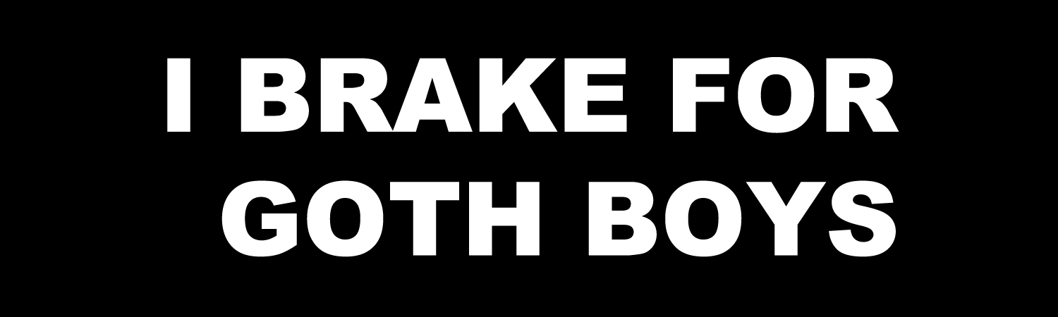 I Brake For Goth Boys Custom Vinyl Sticker, Window Cling or Magnet in UV Laminate Coating - Custom Bumper Sticker, Vinyl Sticker, or Magnet