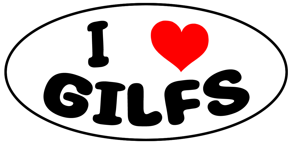 I Love Gilfs Oval Vinyl Bumper Sticker, Window Cling or Bumper Sticker Magnet in UV Laminate Coating - Custom Bumper Sticker, Vinyl Sticker, or Magnet