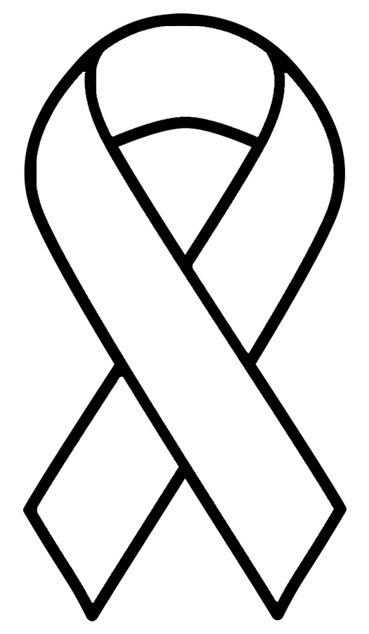 Cancer Ribbon White Vinyl Bumper Sticker, Window Cling or Bumper Sticker Magnet in UV Laminate Coating - Custom Bumper Sticker, Vinyl Sticker, or Magnet