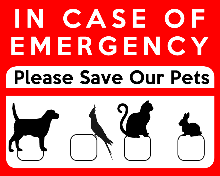 In Case Of Emergency Please Save Our Pets Vinyl Sticker, Window Cling or  Magnet in UV Laminate Coating - Custom Bumper Sticker, Vinyl Sticker, or Magnet