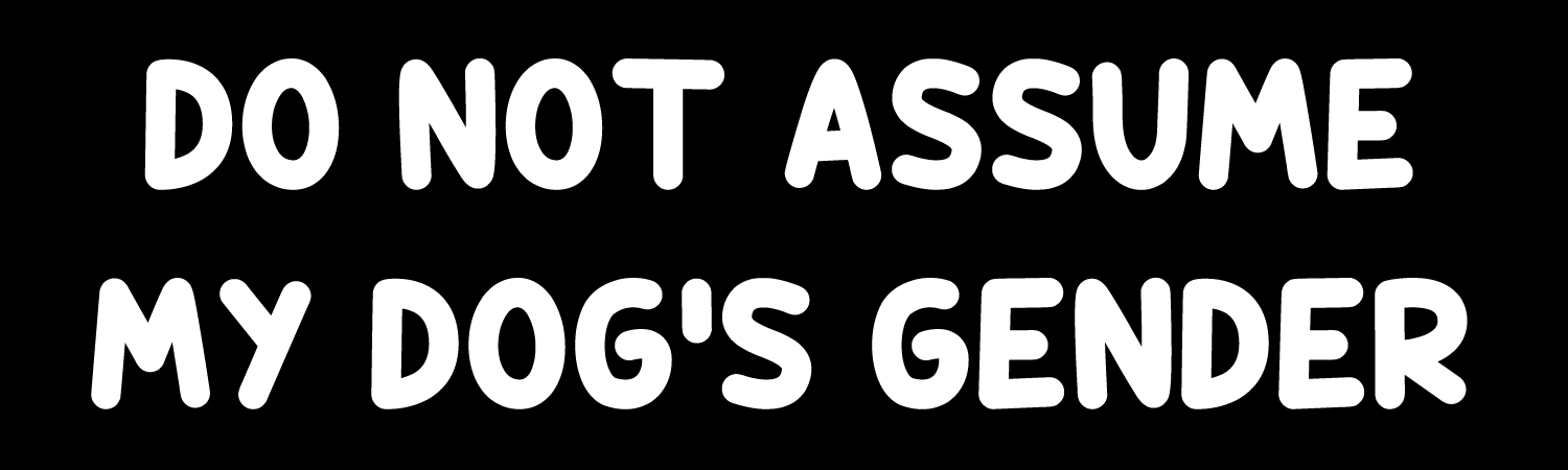 Do Not Assume My Dogs Gender Vinyl Bumper Sticker, Window Cling or Bumper Sticker Magnet in UV Laminate Coating - Custom Bumper Sticker, Vinyl Sticker, or Magnet