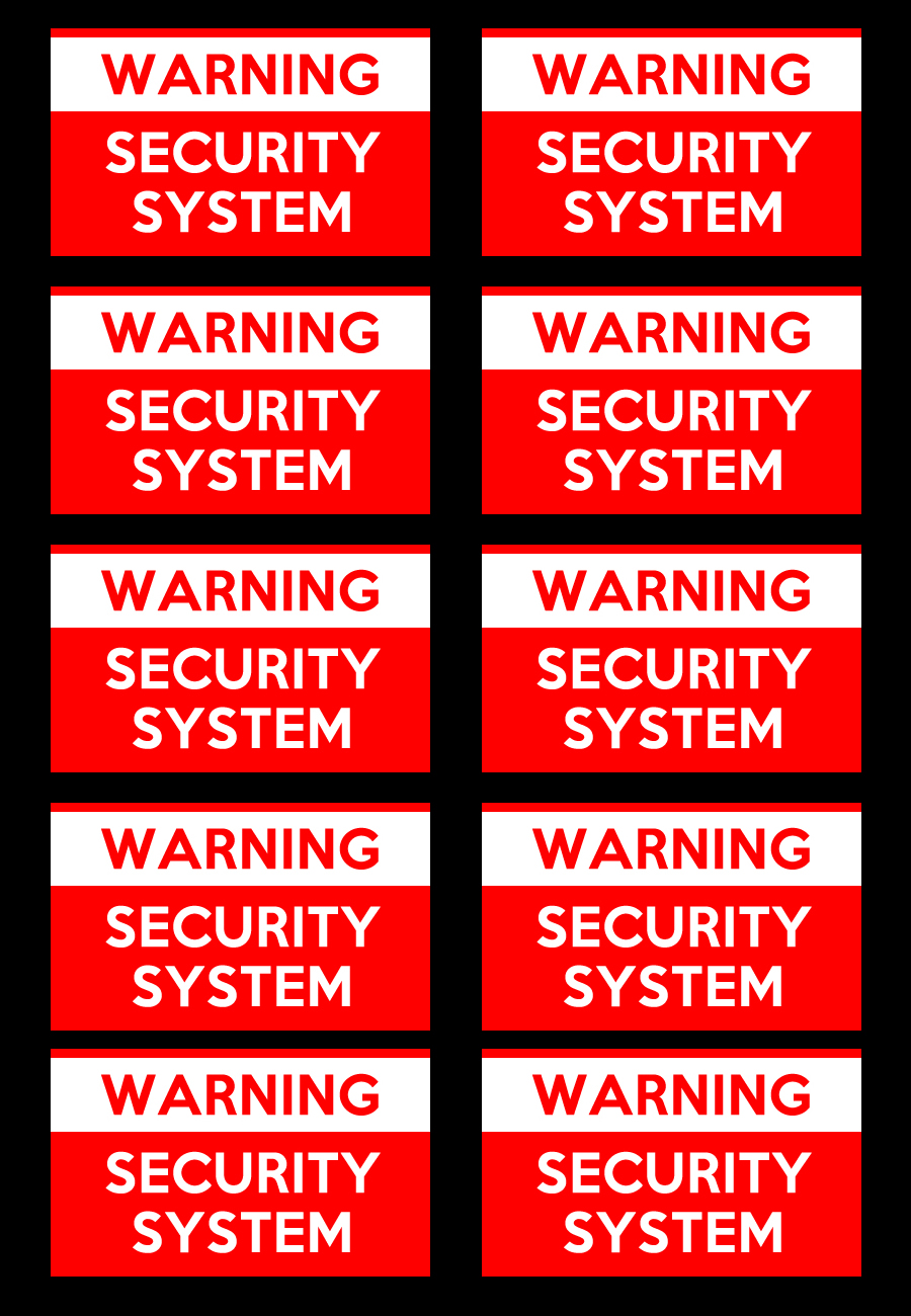 10X Warning Security System Stickers - Custom Bumper Sticker, Vinyl Sticker, or Magnet