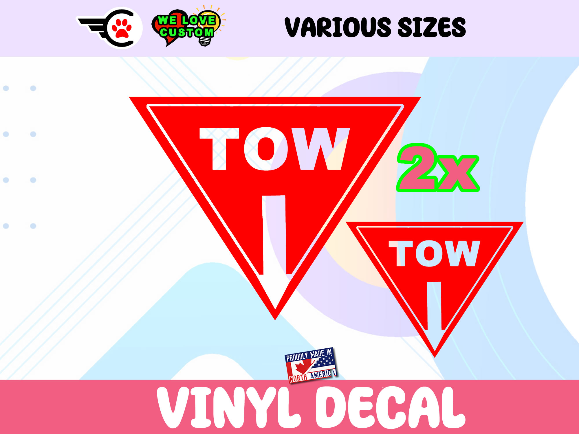 TOW Vinyl Decal - Custom Bumper Sticker, Vinyl Sticker, or Magnet