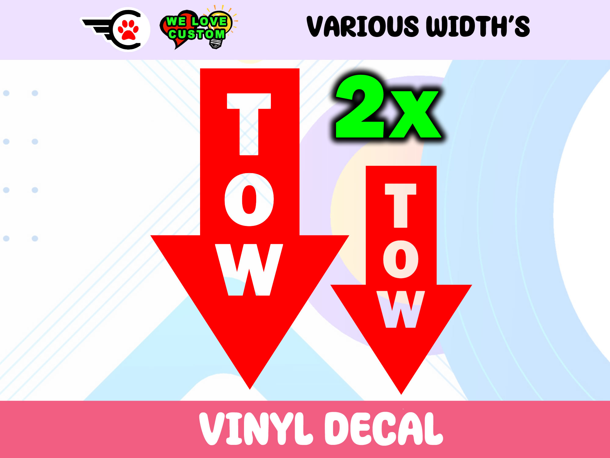 Tow Vinyl Decal - Custom Bumper Sticker, Vinyl Sticker, or Magnet