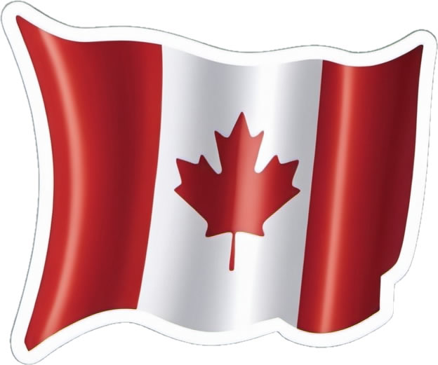 Canada Flag Vinyl Bumper Sticker  Window Cling or Bumper Sticker Magnet in UV Laminate Coating - Custom Bumper Sticker, Vinyl Sticker, or Magnet