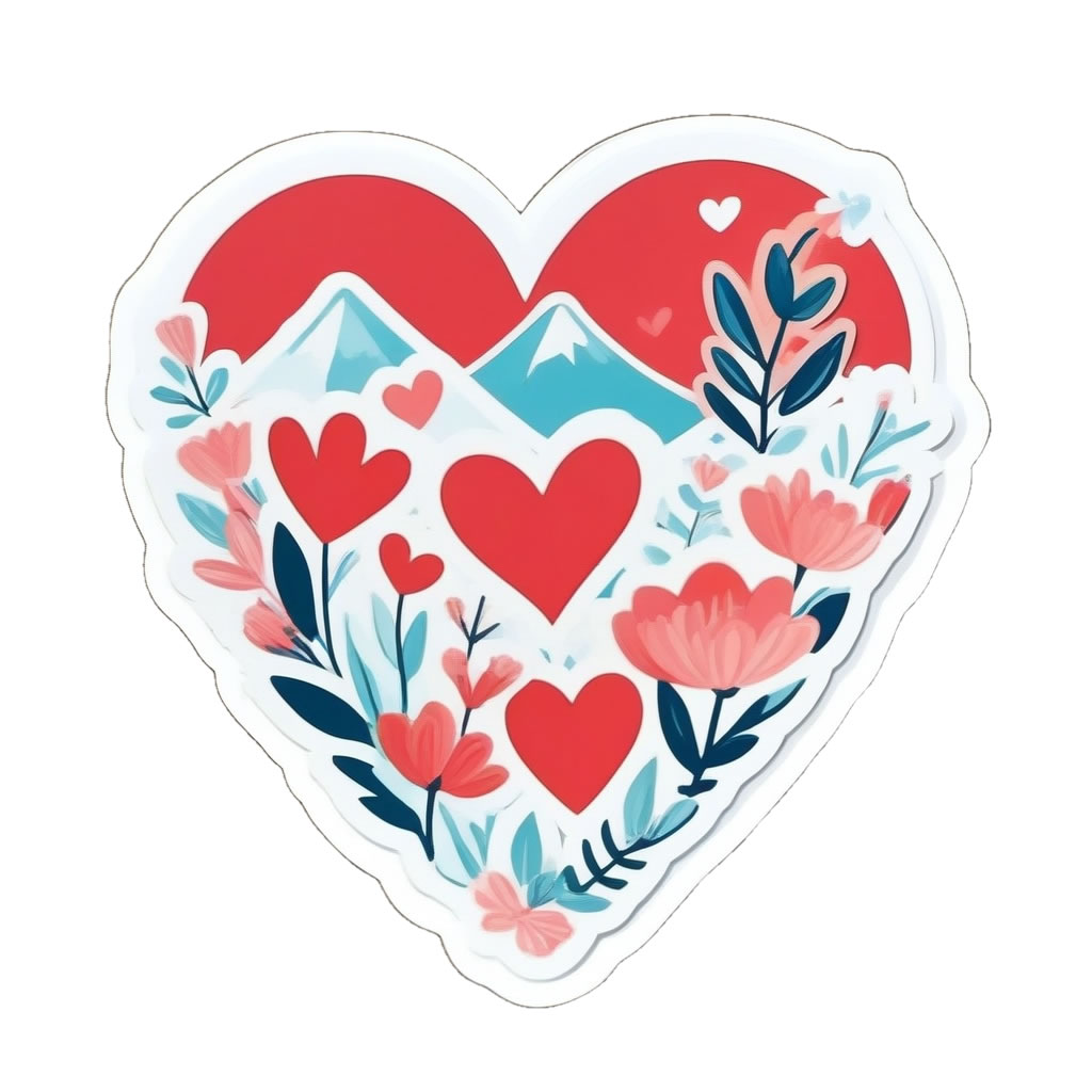Heart Shaped Scenic Vinyl Bumper Sticker  Window Cling or Bumper Sticker Magnet in UV Laminate Coating - Custom Bumper Sticker, Vinyl Sticker, or Magnet