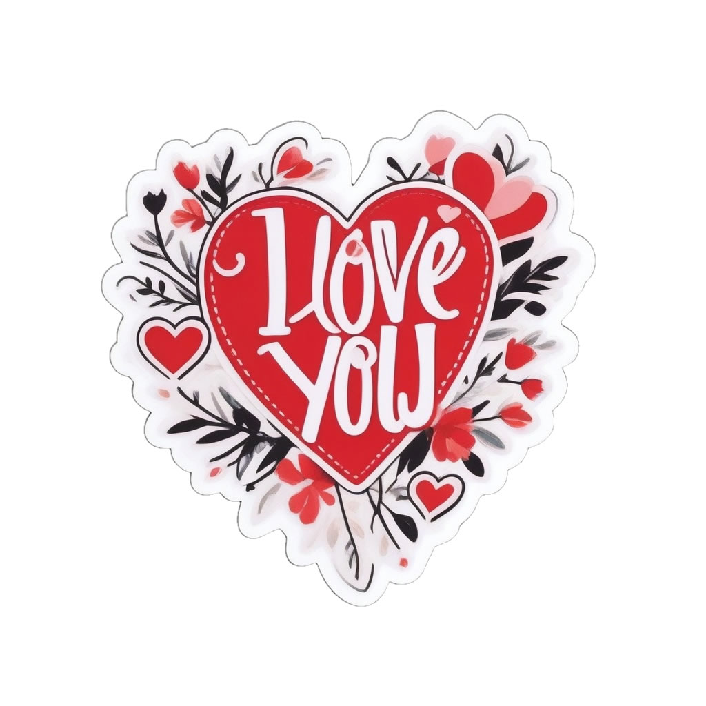 I Love You Vinyl Bumper Sticker  Window Cling or Bumper Sticker Magnet in UV Laminate Coating - Custom Bumper Sticker, Vinyl Sticker, or Magnet