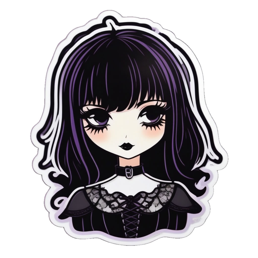 Goth Girl Vinyl Bumper Sticker  Window Cling or Bumper Sticker Magnet in UV Laminate Coating - Custom Bumper Sticker, Vinyl Sticker, or Magnet