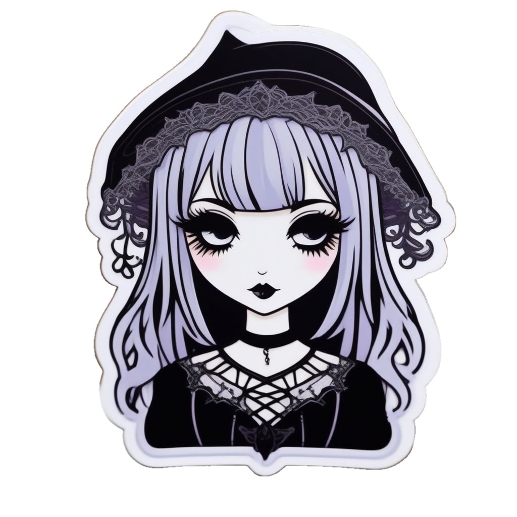 Goth Girl Vinyl Bumper Sticker  Window Cling or Bumper Sticker Magnet in UV Laminate Coating - Custom Bumper Sticker, Vinyl Sticker, or Magnet