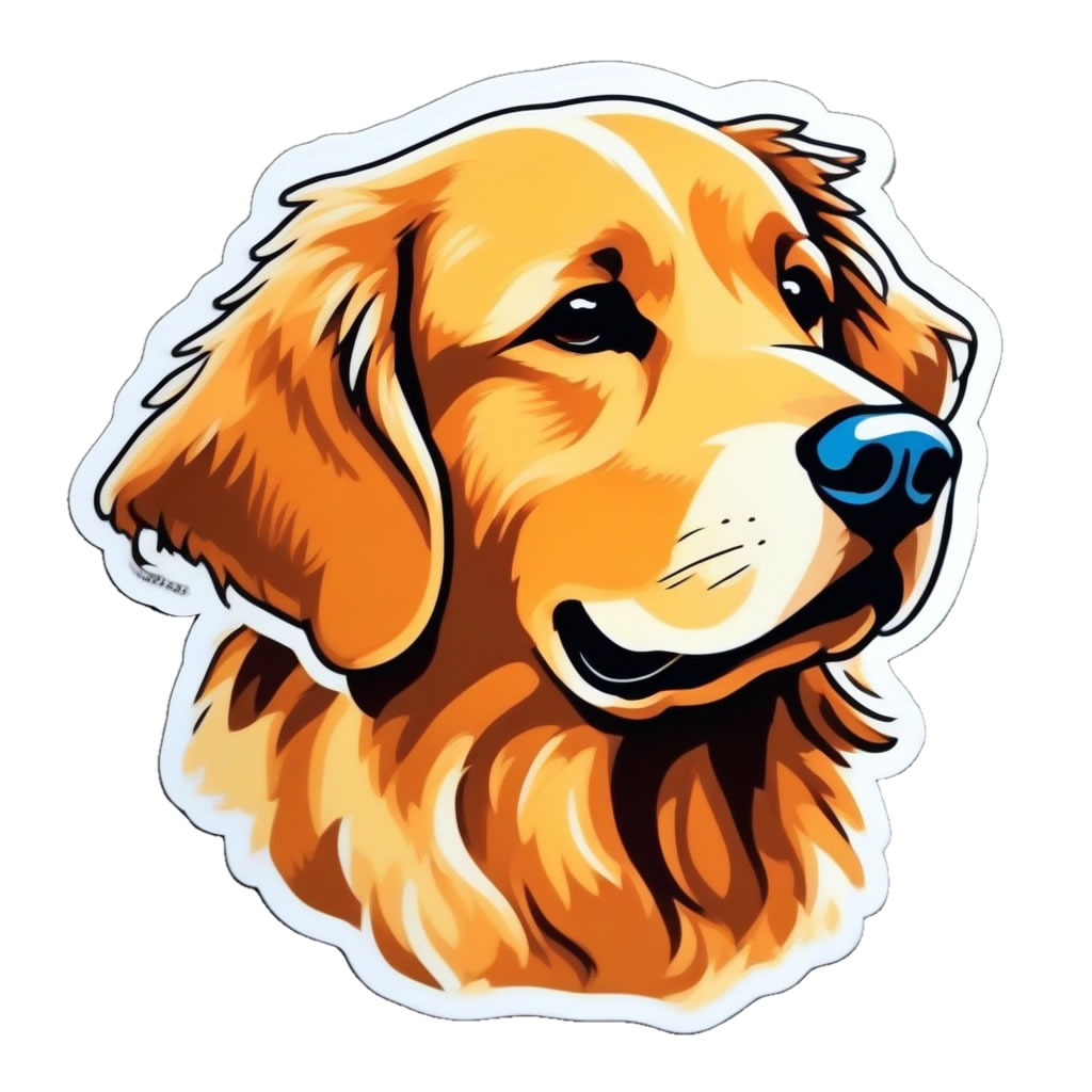 Golden Retriever Vinyl Bumper Sticker  Window Cling or Bumper Sticker Magnet in UV Laminate Coating - Custom Bumper Sticker, Vinyl Sticker, or Magnet