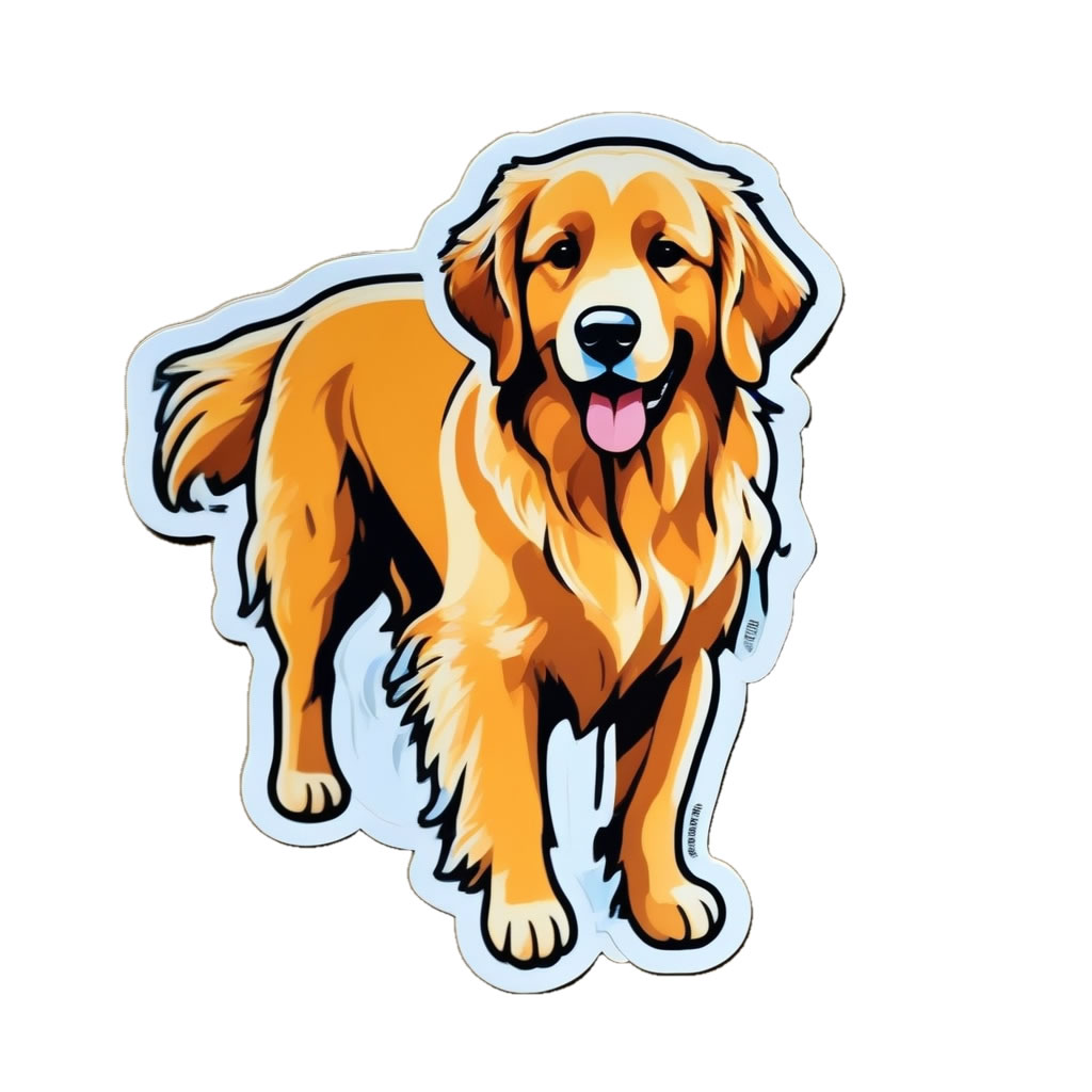 Golden Retriever Vinyl Bumper Sticker  Window Cling or Bumper Sticker Magnet in UV Laminate Coating - Custom Bumper Sticker, Vinyl Sticker, or Magnet