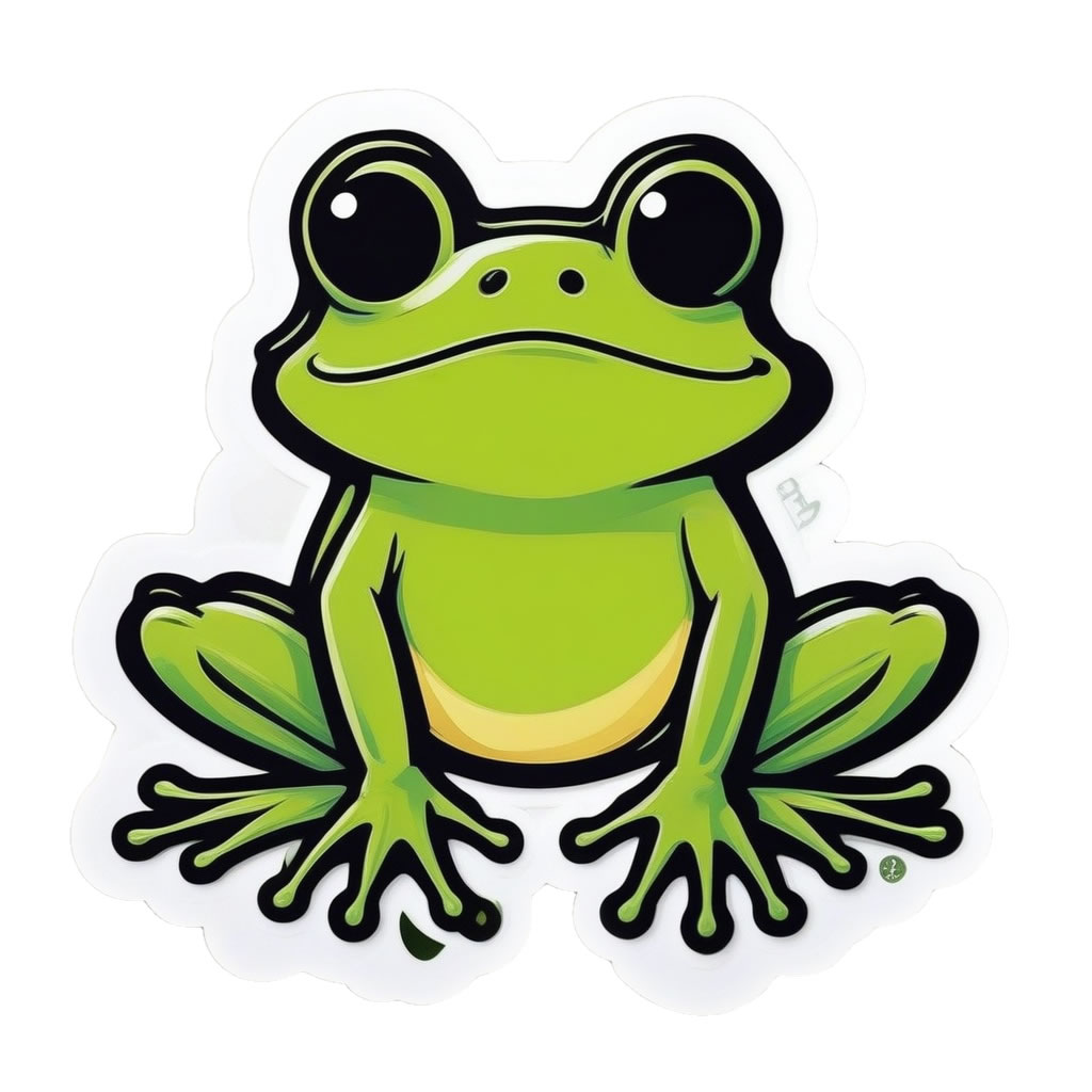 Frog Vinyl Bumper Sticker  Window Cling or Bumper Sticker Magnet in UV Laminate Coating - Custom Bumper Sticker, Vinyl Sticker, or Magnet