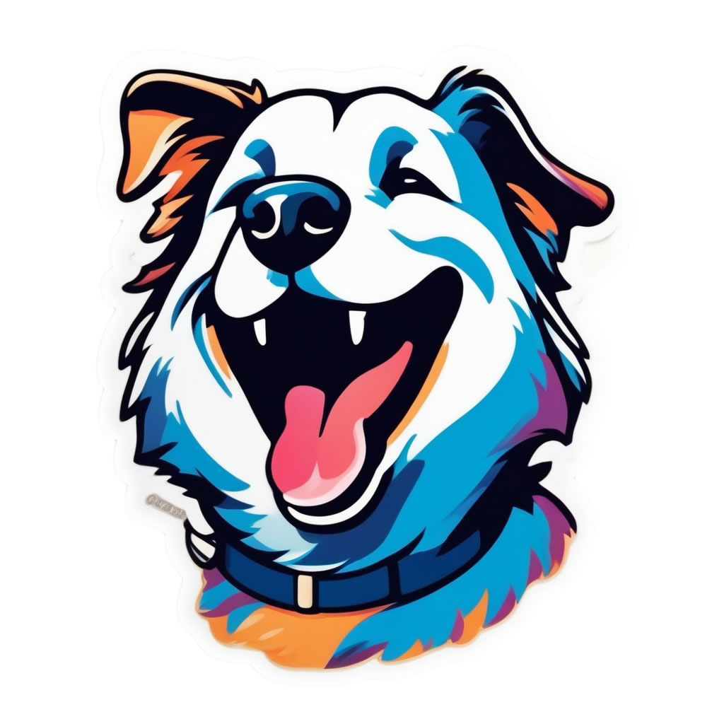 Happy Dog Vinyl Bumper Sticker  Window Cling or Bumper Sticker Magnet in UV Laminate Coating - Custom Bumper Sticker, Vinyl Sticker, or Magnet