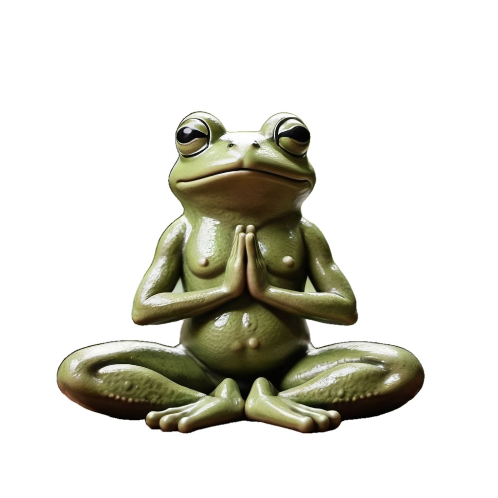 Zen Frog Vinyl Bumper Sticker  Window Cling or Bumper Sticker Magnet in UV Laminate Coating - Custom Bumper Sticker, Vinyl Sticker, or Magnet