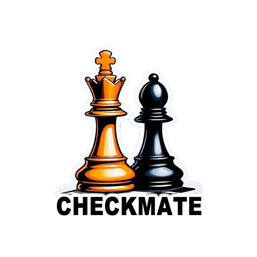 Checkmate Vinyl Bumper Sticker  Window Cling or Bumper Sticker Magnet in UV Laminate Coating - Custom Bumper Sticker, Vinyl Sticker, or Magnet