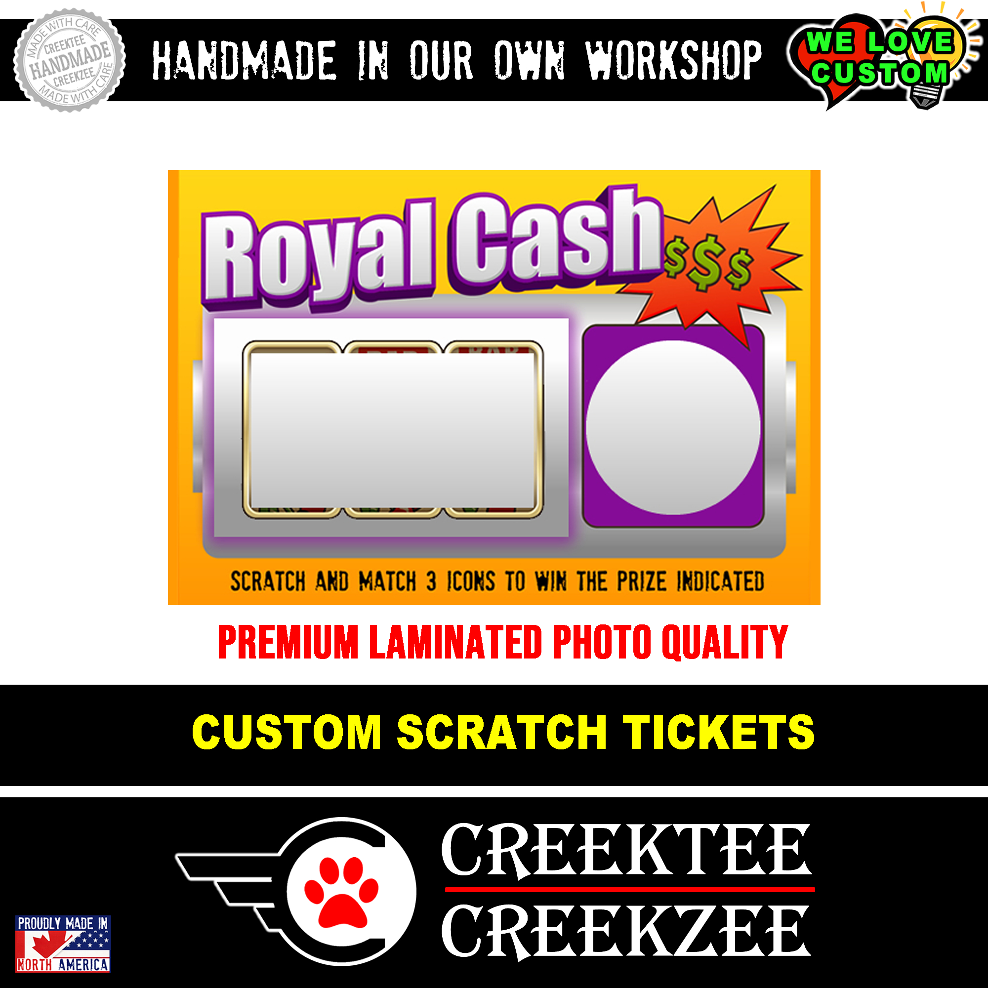 Royal Cash Custom Scratch Ticket - Custom Bumper Sticker, Vinyl Sticker, or Magnet