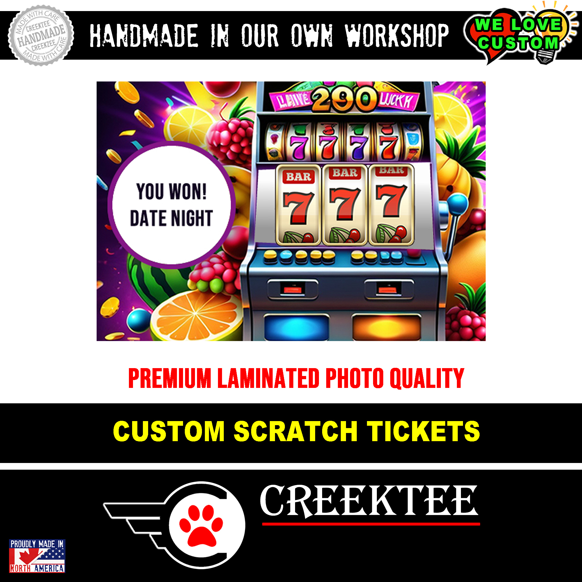 Date Night Scratch Ticket - Custom Bumper Sticker, Vinyl Sticker, or Magnet