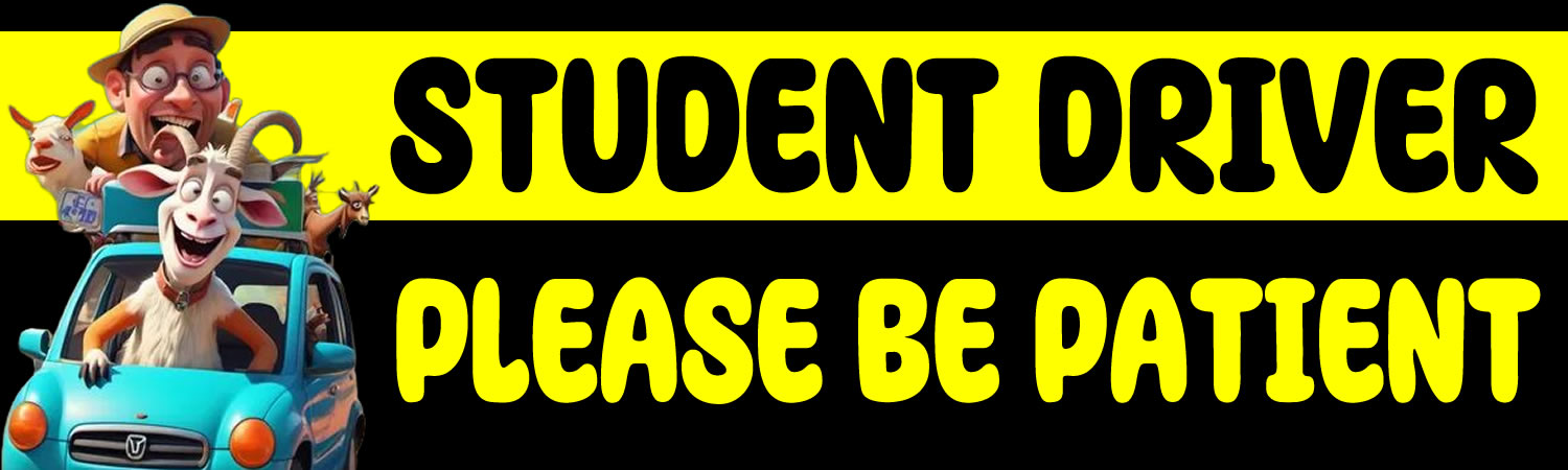 Student Driver  Please be Patient Vinyl Bumper Sticker  Window Cling or Bumper Sticker Magnet in UV Laminate Coating - Custom Bumper Sticker, Vinyl Sticker, or Magnet