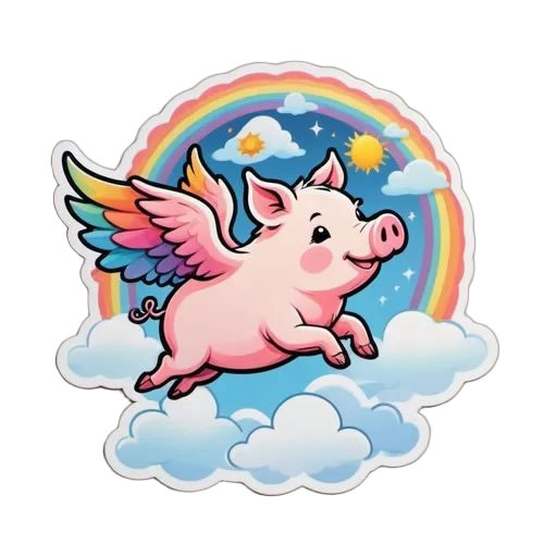 Flying Pig Magnet - Custom Bumper Sticker, Vinyl Sticker, or Magnet