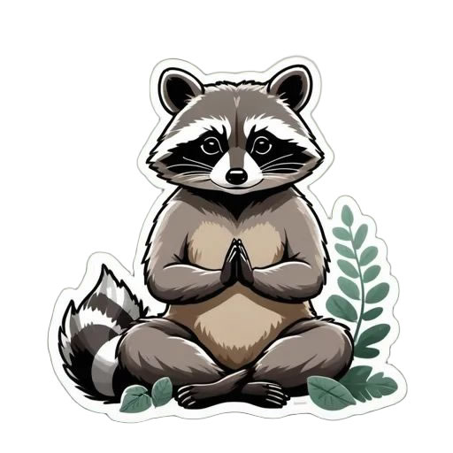 Raccoon Meditating Magnet Sticker - Custom Bumper Sticker, Vinyl Sticker, or Magnet