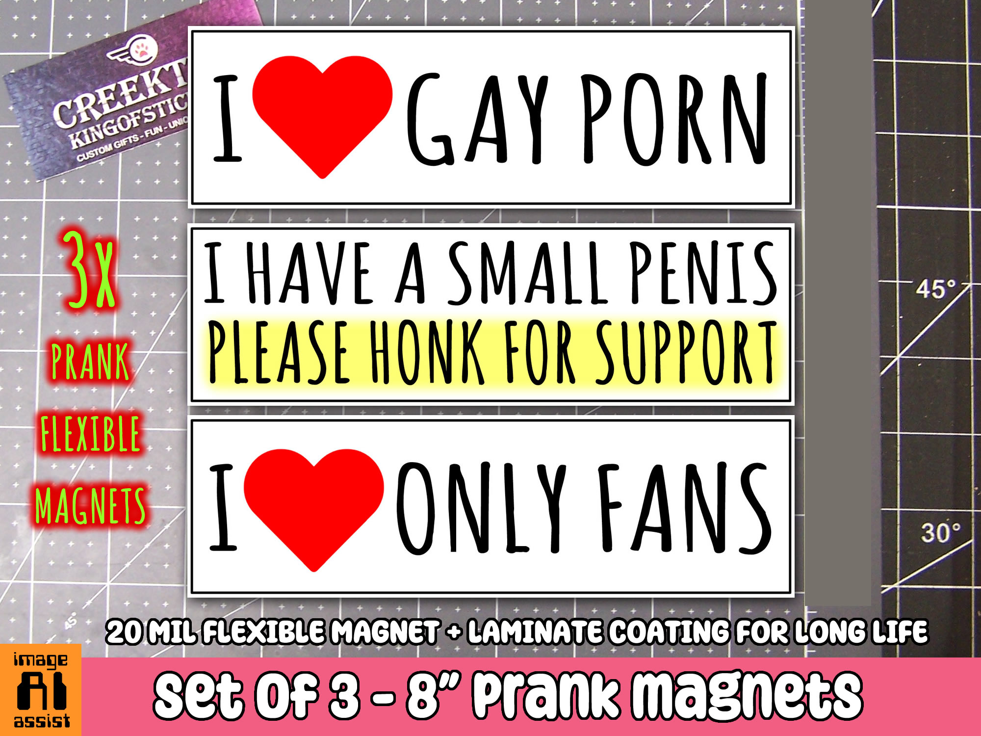 3x Funny 8 inch prank magnets  - Custom Bumper Sticker, Vinyl Sticker, or Magnet
