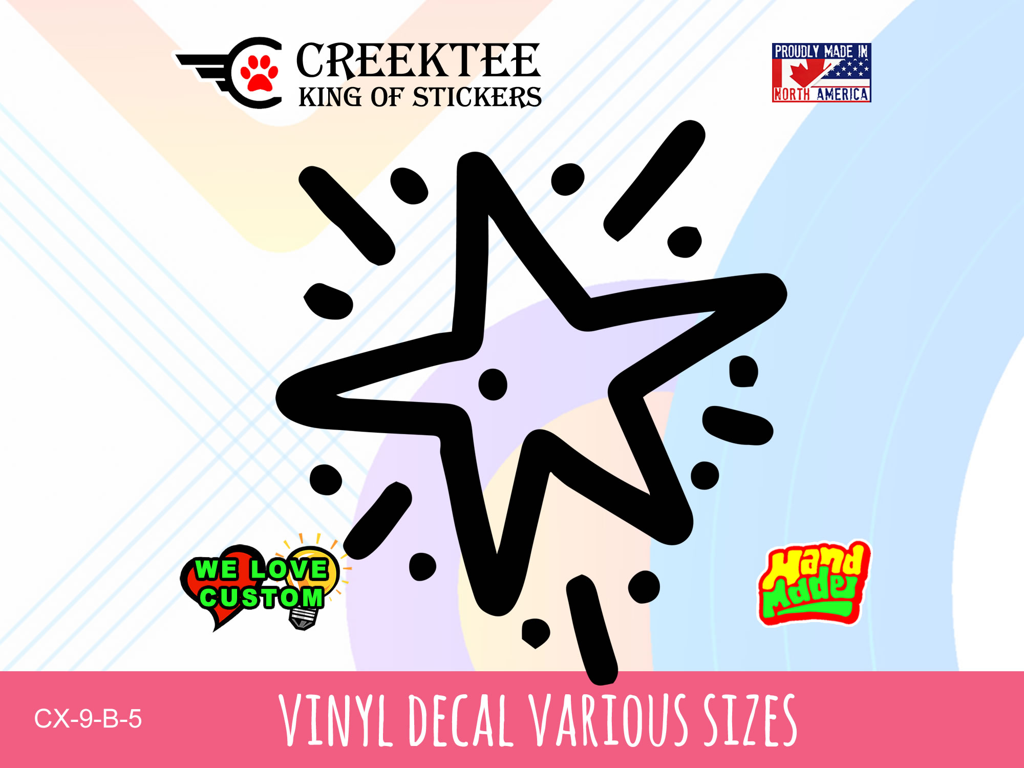 Star Vinyl Decal In Various Colors  Chrome Colors and Various Sizes - Custom Bumper Sticker, Vinyl Sticker, or Magnet