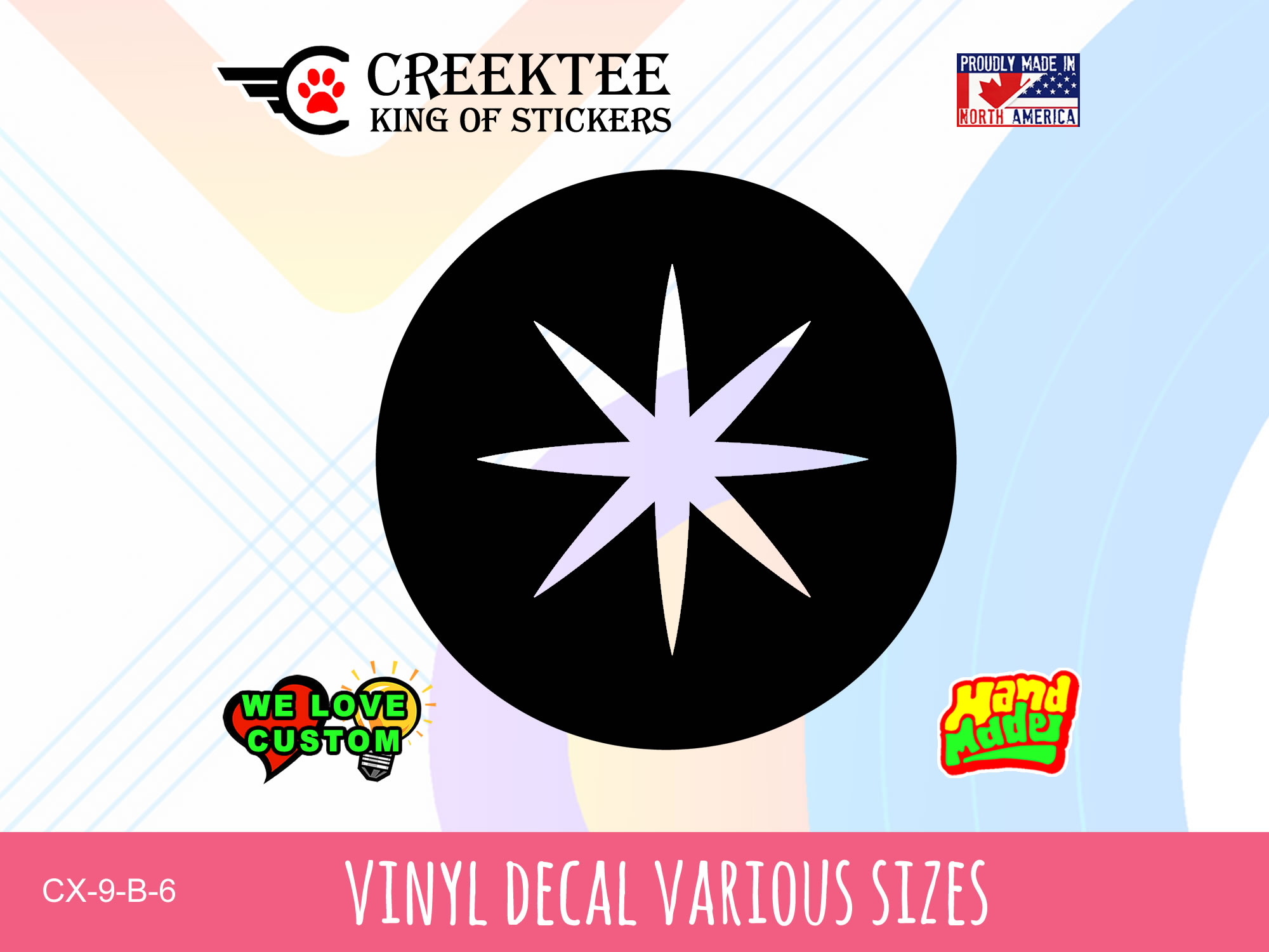 Starfish Vinyl Decal In Various Colors  Chrome Colors and Various Sizes - Custom Bumper Sticker, Vinyl Sticker, or Magnet