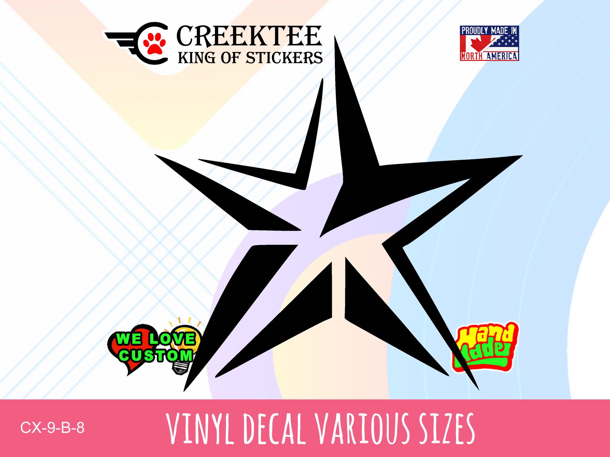 Star Vinyl Decal In Various Colors  Chrome Colors and Various Sizes - Custom Bumper Sticker, Vinyl Sticker, or Magnet