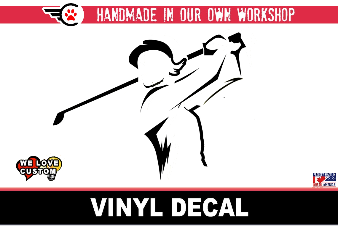Golfing Vinyl Decal In Various Colors  Chrome Colors and Various Sizes - Custom Bumper Sticker, Vinyl Sticker, or Magnet