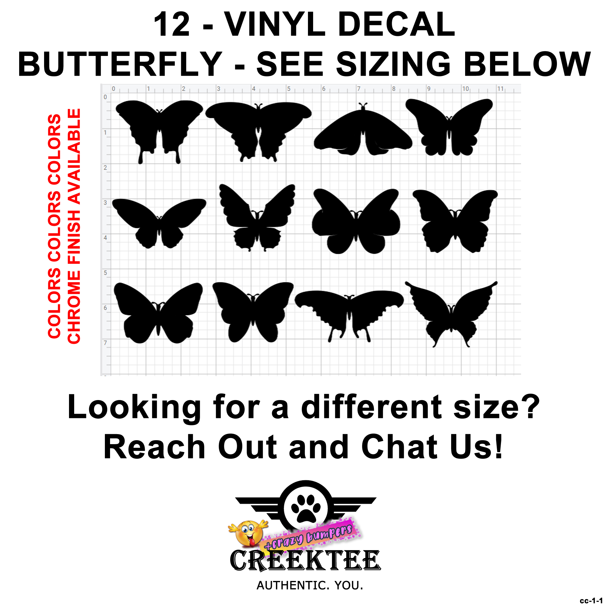 Butterflies Vinyl Decal In Various Colors  Chrome Colors and Various Sizes - Custom Bumper Sticker, Vinyl Sticker, or Magnet
