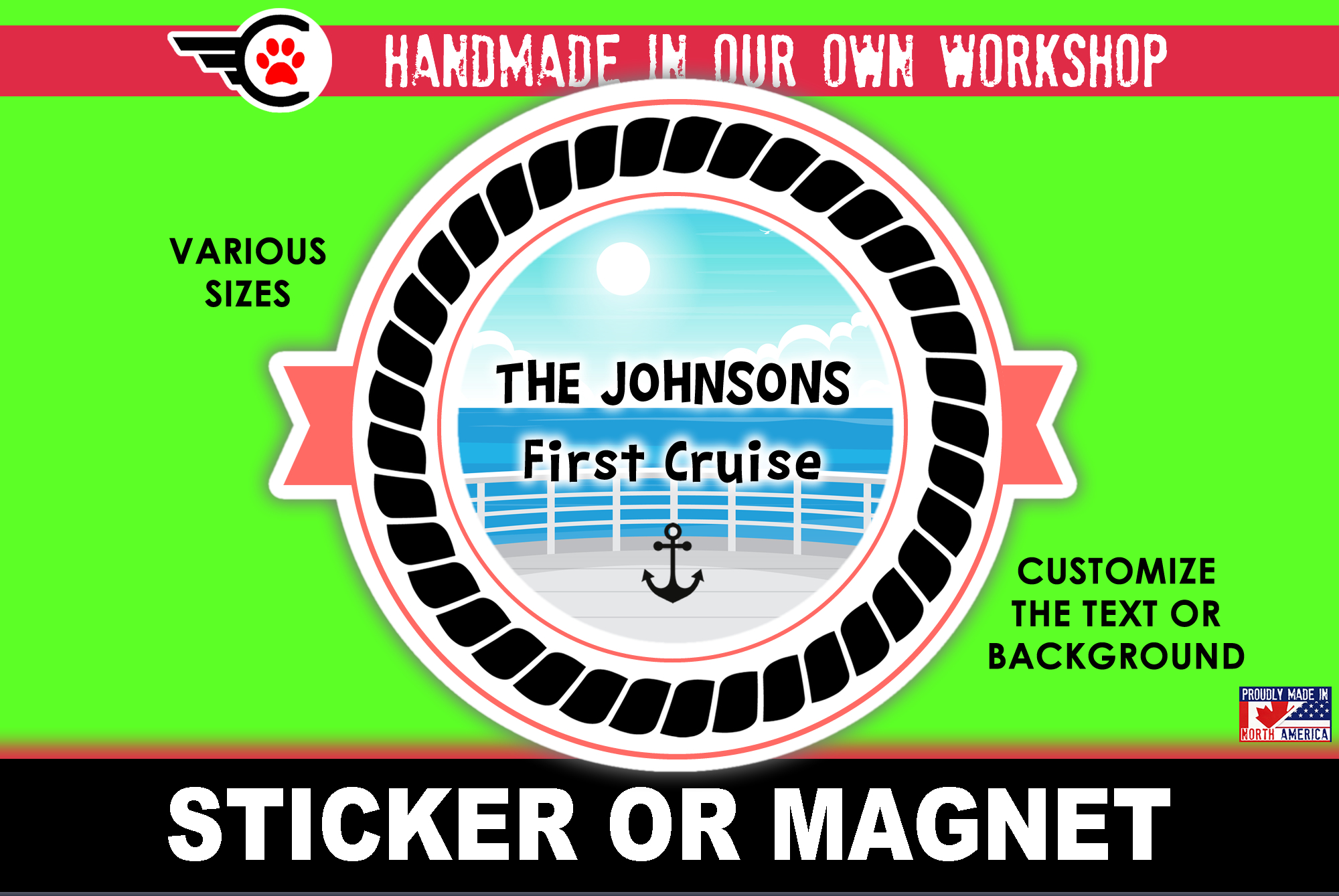 First Cruise Die Cut Vinyl Sticker  Window Cling or Magnet with Laminate Coating in Various Sizes - Custom Bumper Sticker, Vinyl Sticker, or Magnet