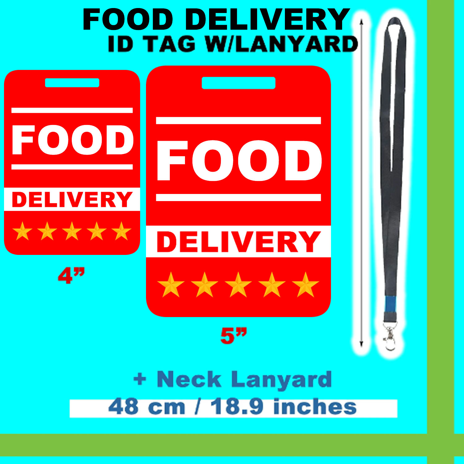 Food Delivery Mylar Sign with Lanyard  - Custom Bumper Sticker, Vinyl Sticker, or Magnet