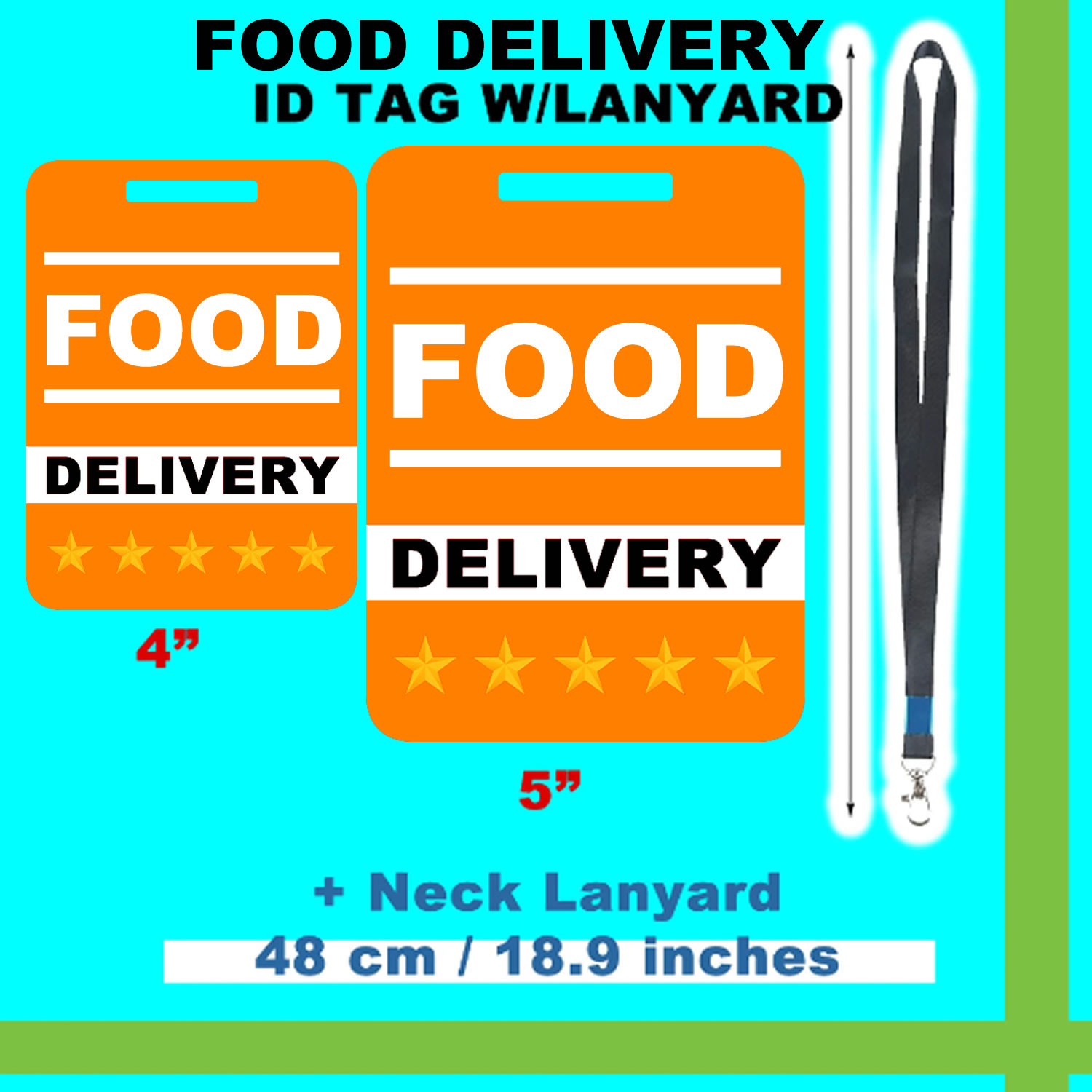 Food Delivery Mylar Sign with Lanyard  - Custom Bumper Sticker, Vinyl Sticker, or Magnet