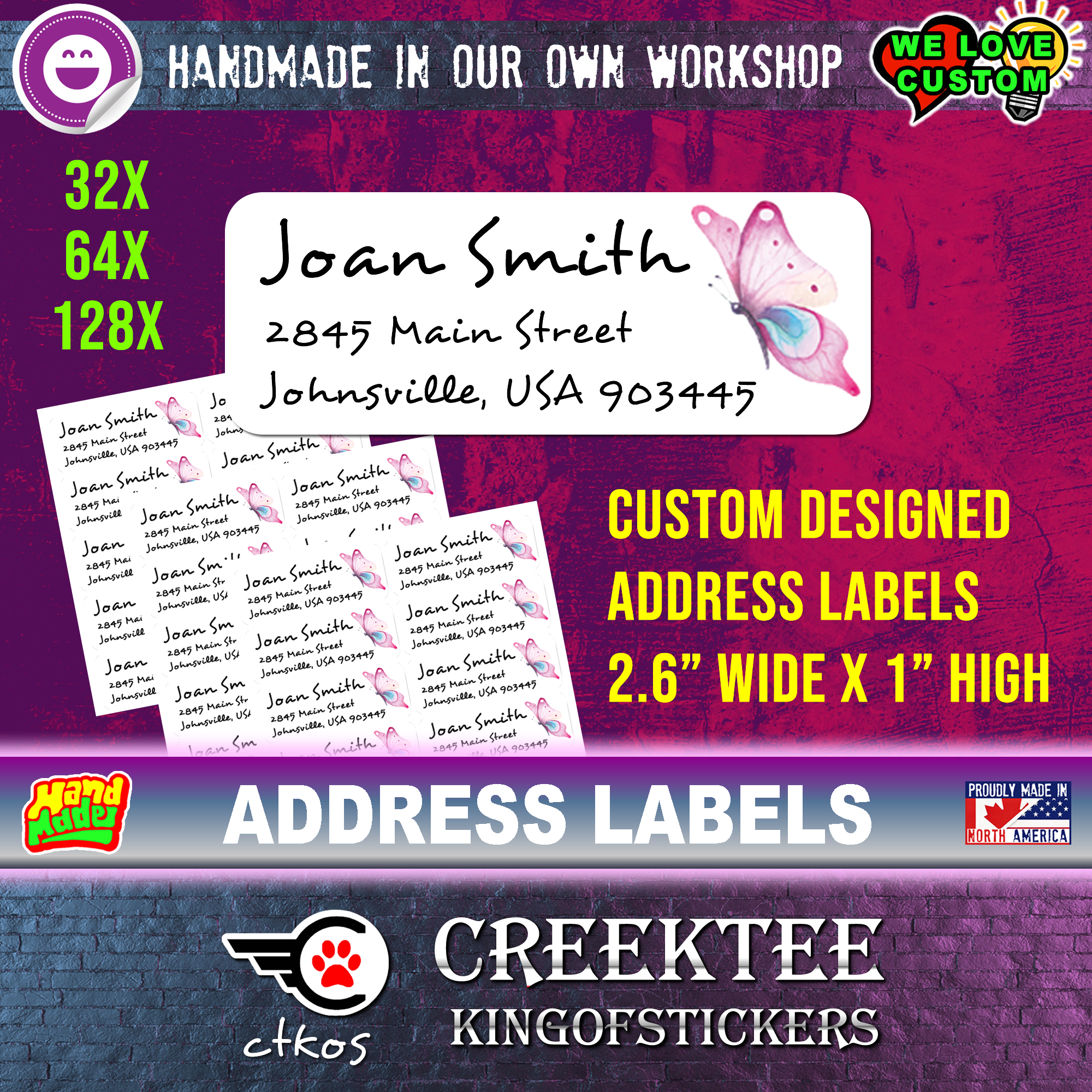 Custom Designed Address Labels  - Custom Bumper Sticker, Vinyl Sticker, or Magnet