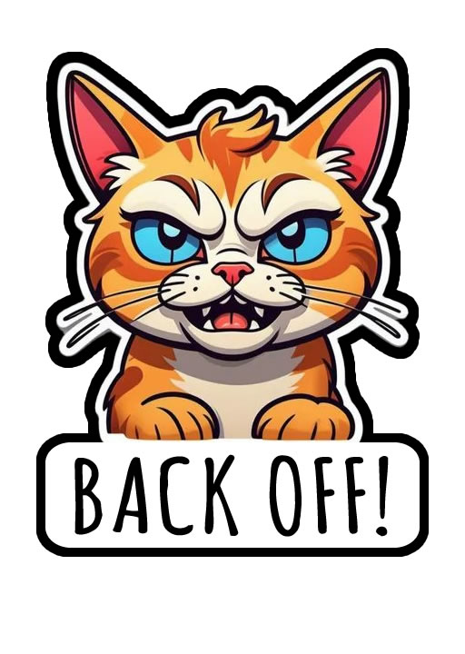 Back Off  Die Cut Vinyl Sticker  Window Cling or Magnet with Laminate Coating in Various Sizes - Custom Bumper Sticker, Vinyl Sticker, or Magnet