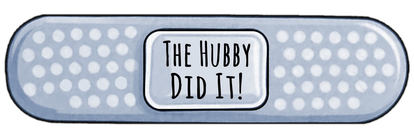 The Hubby Did It Bandaid Die Cut Vinyl Sticker  Window Cling or Magnet with Laminate Coating in Various Sizes - Custom Bumper Sticker, Vinyl Sticker, or Magnet