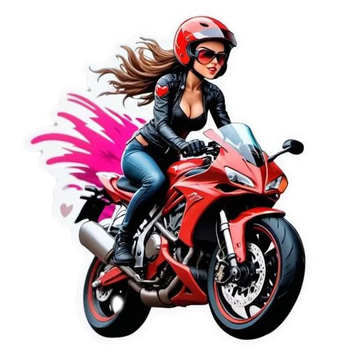Woman on Motorcycle Die Cut Vinyl Sticker  Window Cling or Magnet with Laminate Coating in Various Sizes - Custom Bumper Sticker, Vinyl Sticker, or Magnet