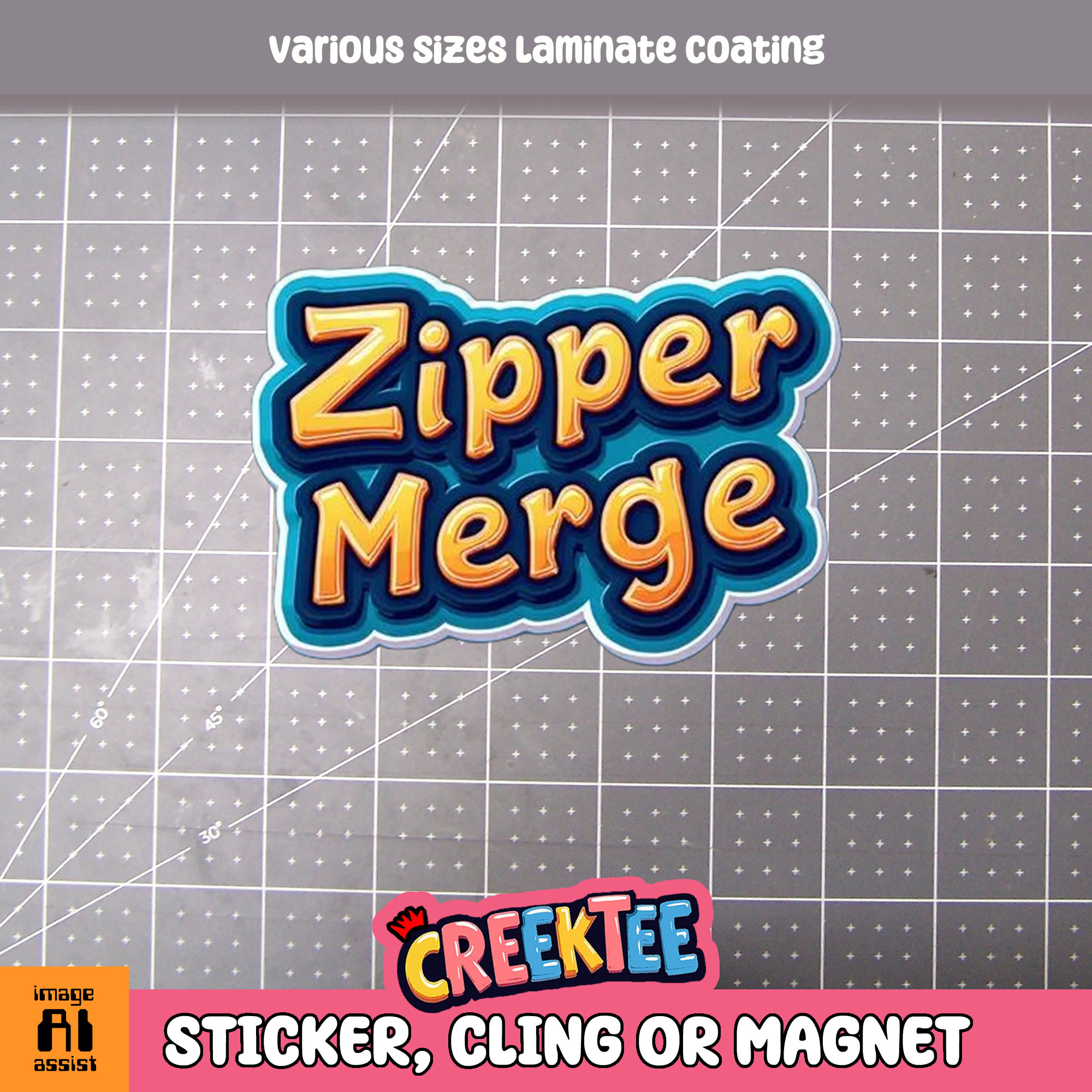 Zipper Merge Die Cut Vinyl Sticker  Window Cling or Magnet with Laminate Coating in Various Sizes - Custom Bumper Sticker, Vinyl Sticker, or Magnet
