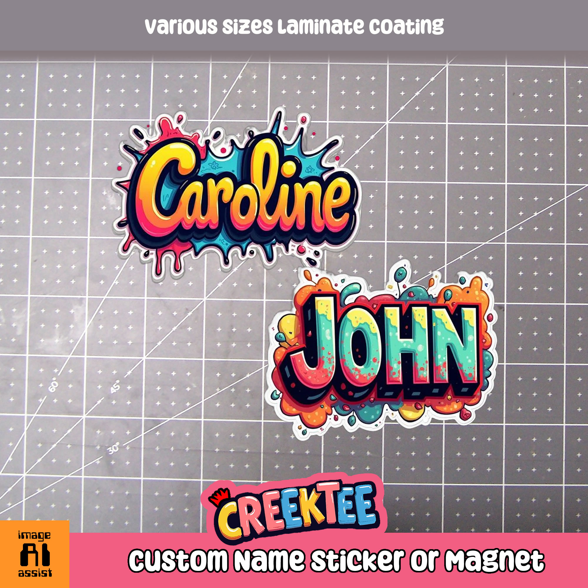 Custom Name Sticker or Magnet Die Cut Vinyl Sticker  Window Cling or Magnet with Laminate Coating in Various Sizes - Custom Bumper Sticker, Vinyl Sticker, or Magnet