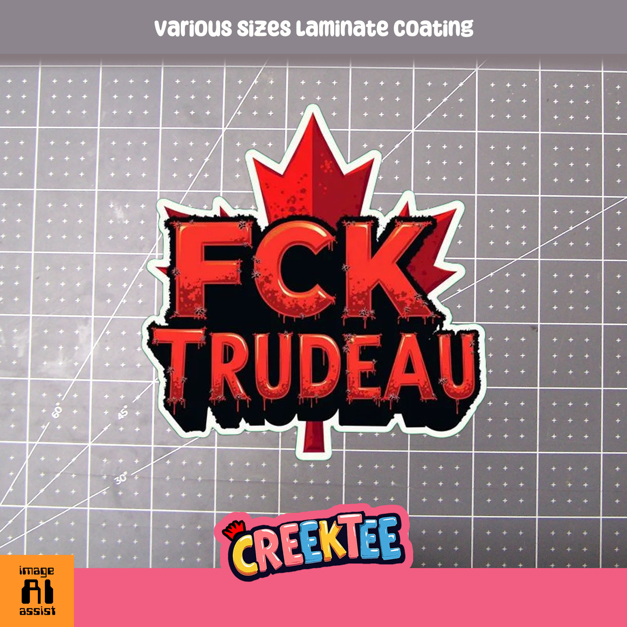 FCK Trudeau Die Cut Vinyl Sticker  Window Cling or Magnet with Laminate Coating in Various Sizes - Custom Bumper Sticker, Vinyl Sticker, or Magnet