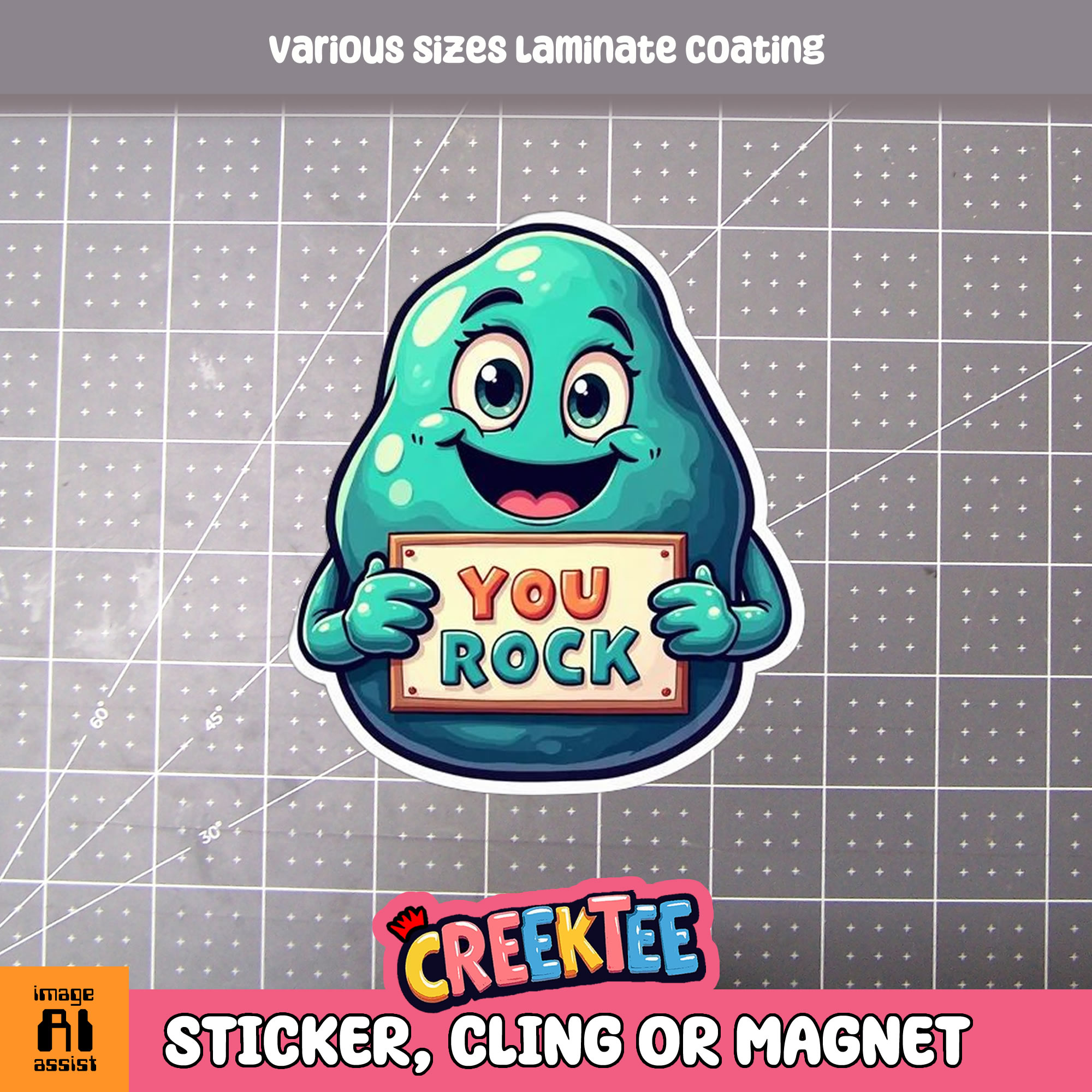 You Rock Die Cut Vinyl Sticker  Window Cling or Magnet with Laminate Coating in Various Sizes - Custom Bumper Sticker, Vinyl Sticker, or Magnet