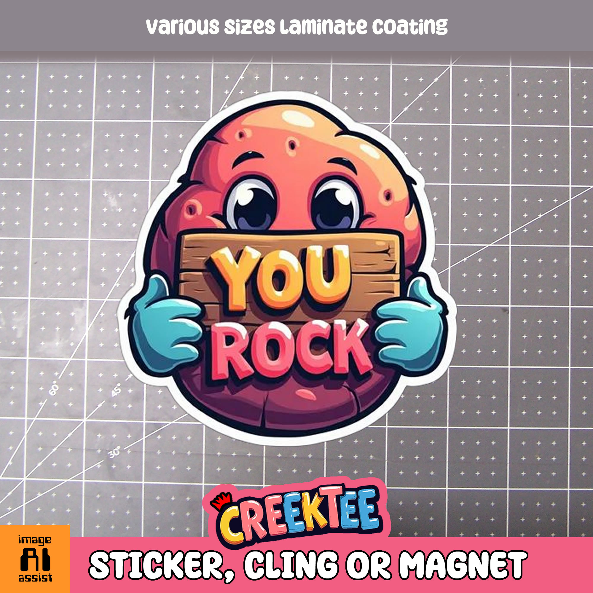 You Rock Die Cut Vinyl Sticker  Window Cling or Magnet with Laminate Coating in Various Sizes - Custom Bumper Sticker, Vinyl Sticker, or Magnet