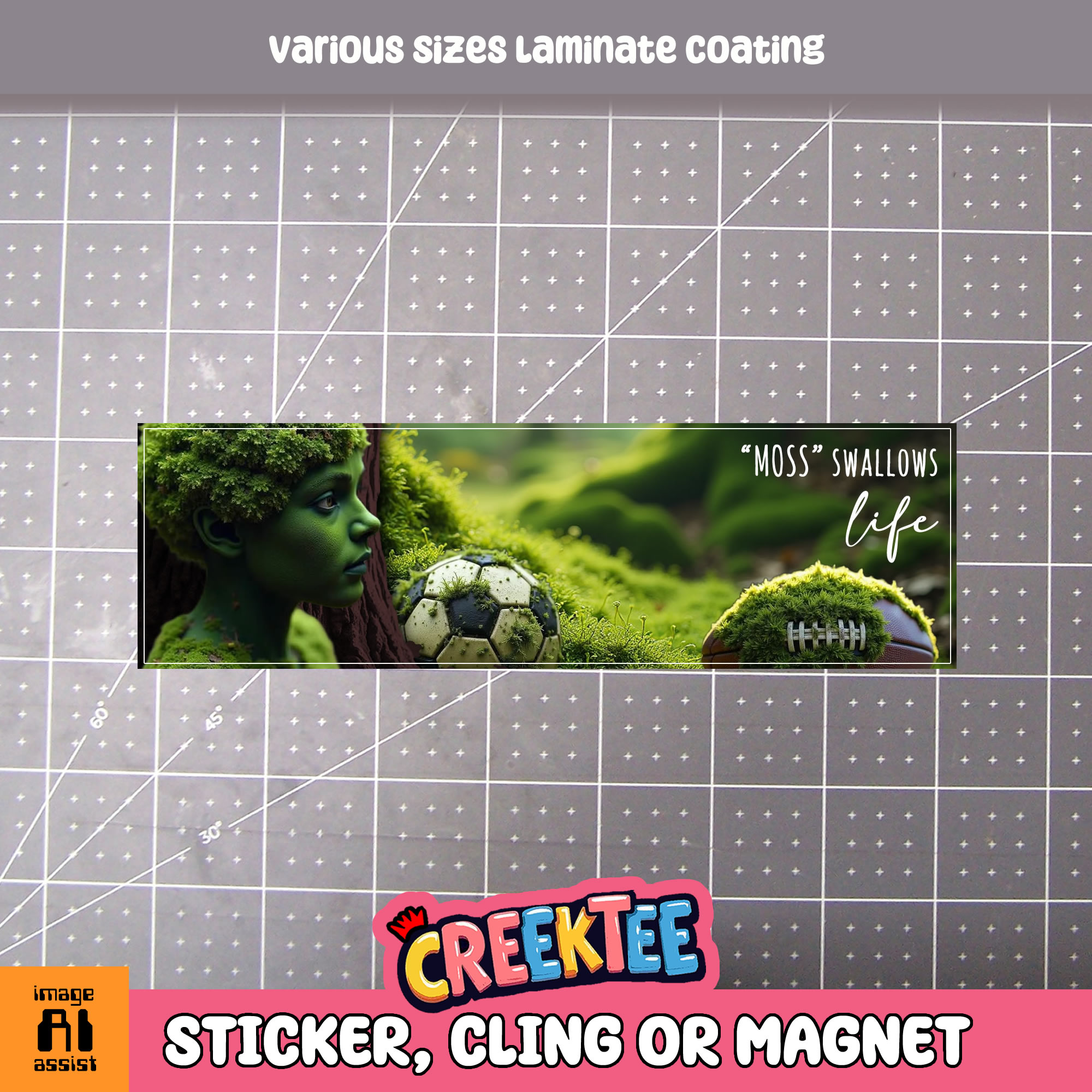  Moss  Swallows Life Vinyl Bumper Sticker  Window Cling or Magnet in UV Laminate Coating and Various Sizes - Custom Bumper Sticker, Vinyl Sticker, or Magnet