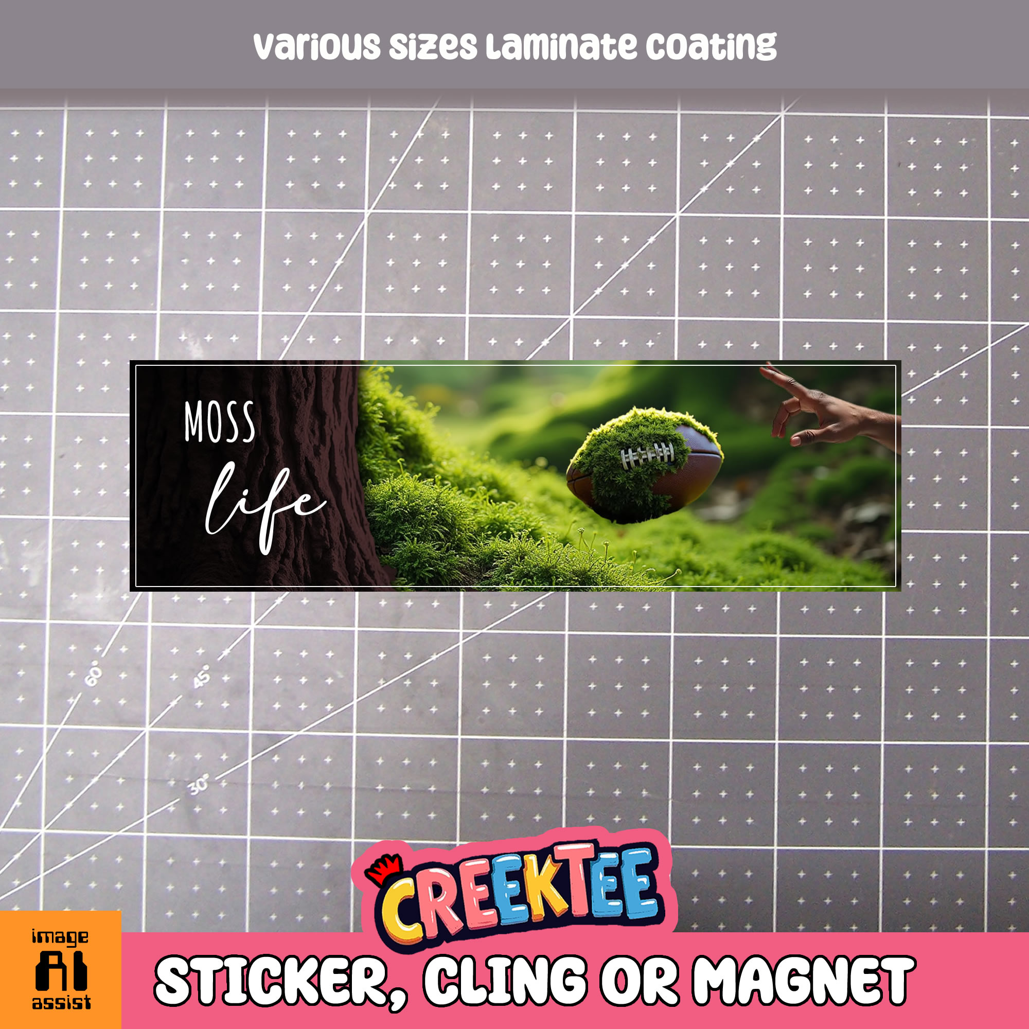 Moss Life Vinyl Bumper Sticker  Window Cling or Magnet in UV Laminate Coating and Various Sizes - Custom Bumper Sticker, Vinyl Sticker, or Magnet